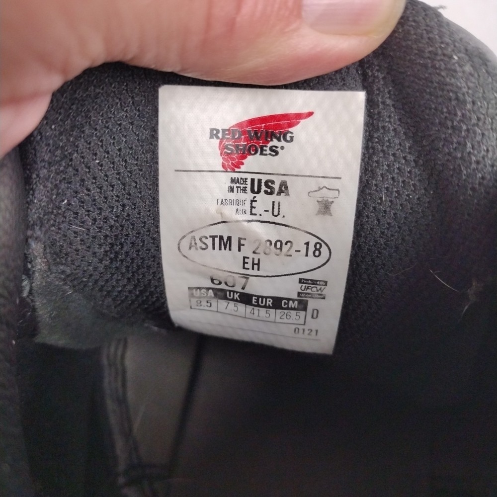 Red Wing Work Boots Mens 8.5D Black Leather ASTM F2892-18 EH USA Made Soft Toe - Picture 9 of 15